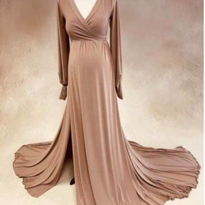Silk Fairies Clara Gown Mocha Medium Maternity Dress